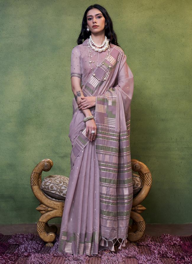 Cotton Purple Wedding Wear Hand Woven Saree